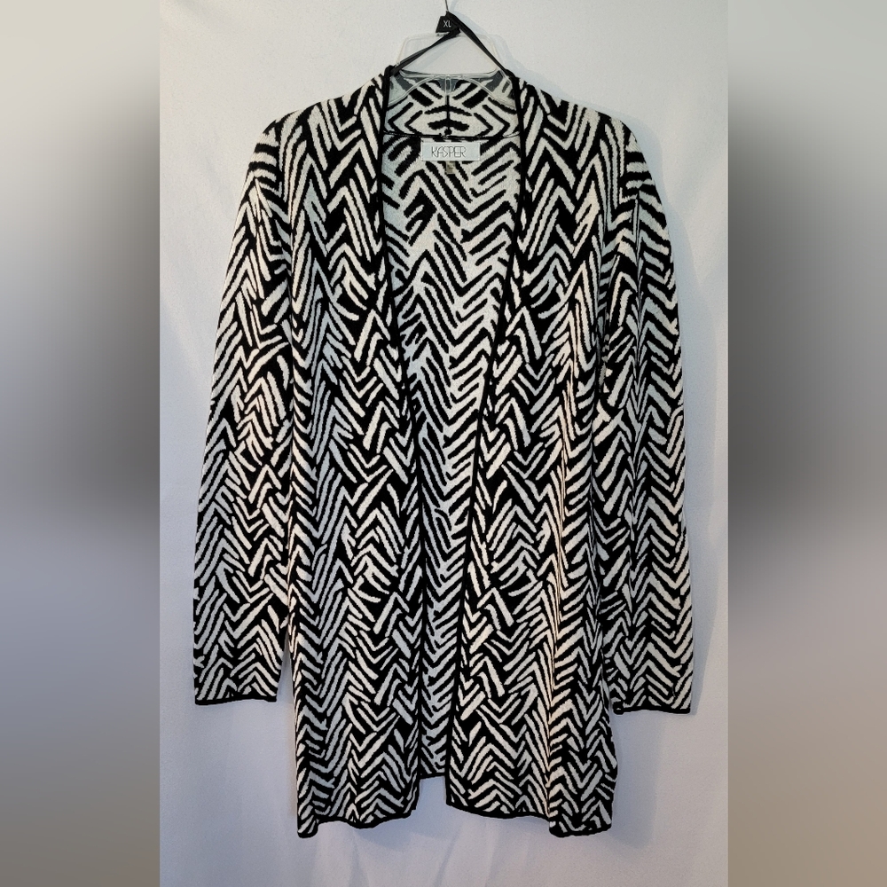 Kasper Black & White Cardigan Size L